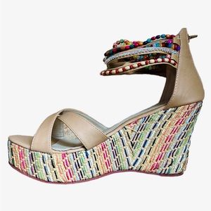Beaded Wedge Heel Sandals